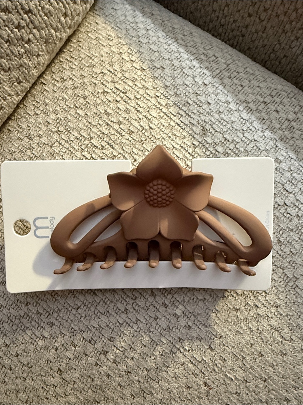 Matte Light Brown Flower Claw Clip